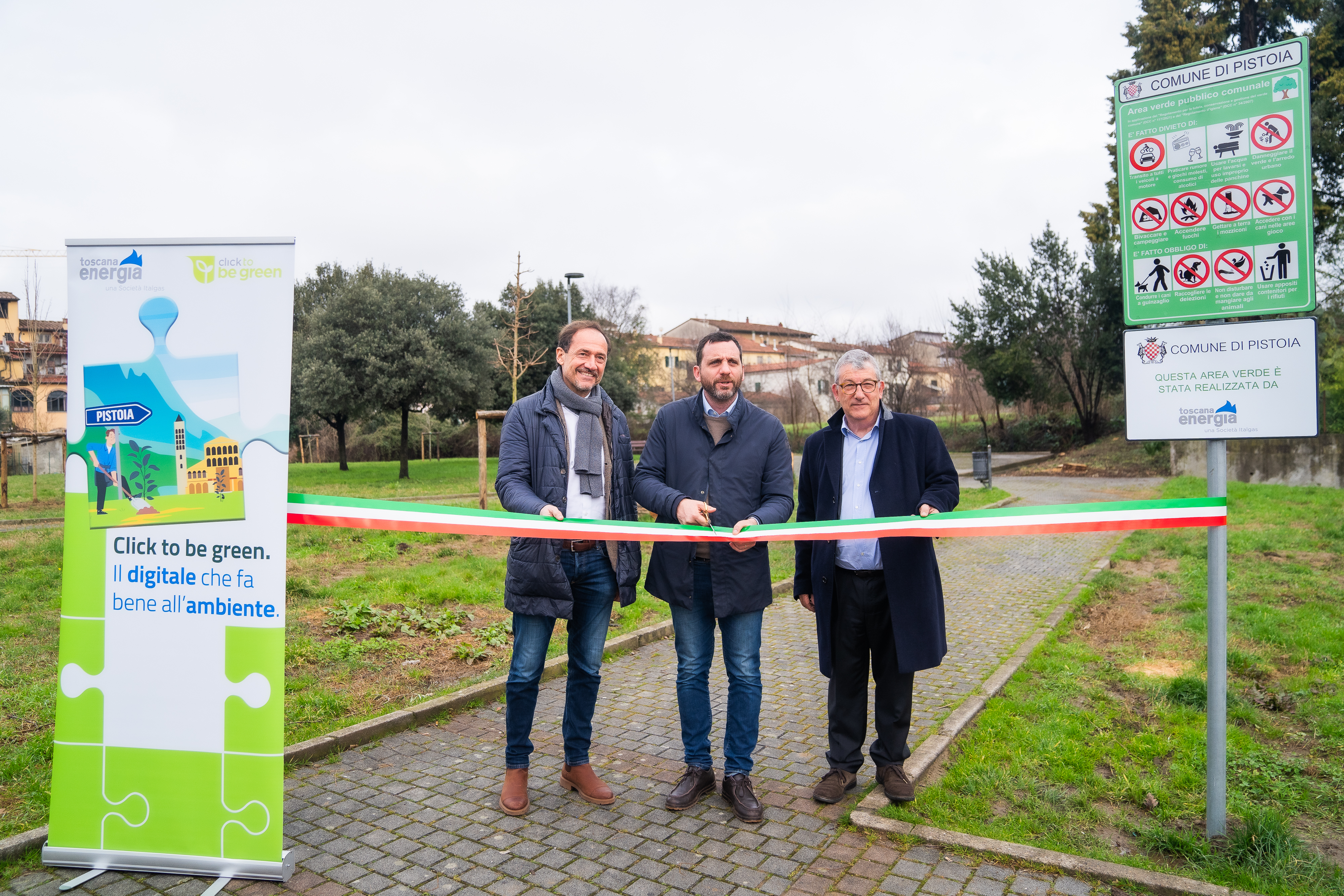 Pistoia premiata da Click to be green  Con l’iniziativa di Toscana Energia si conclude la riqualificazione dell'area verde di via del Pelago, stamani l’inaugurazione